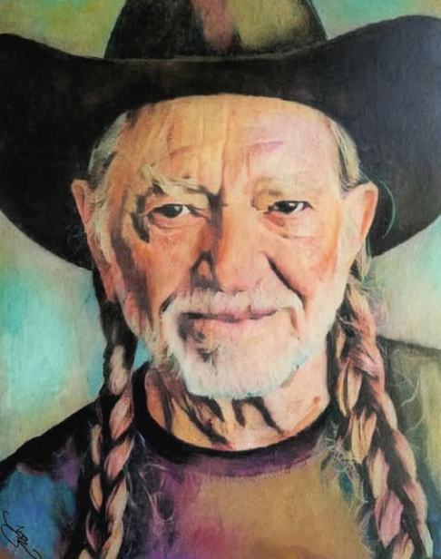Tess Frizzell painting of Willie Nelson